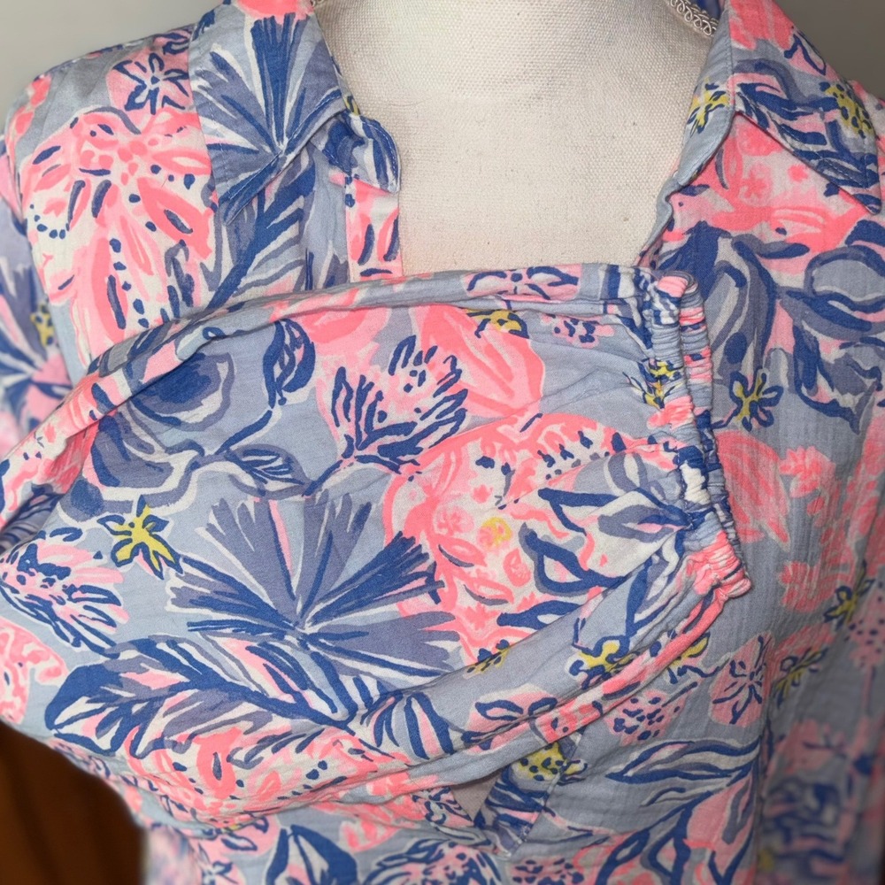 NWT Lilly‎ Pulitzer Womens Kique Long Sleeve Cover Up Elephant Splash Tropical M - Picture 4 of 9